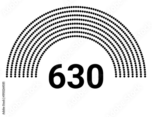 Hemicycle 630 seats - 8 rows