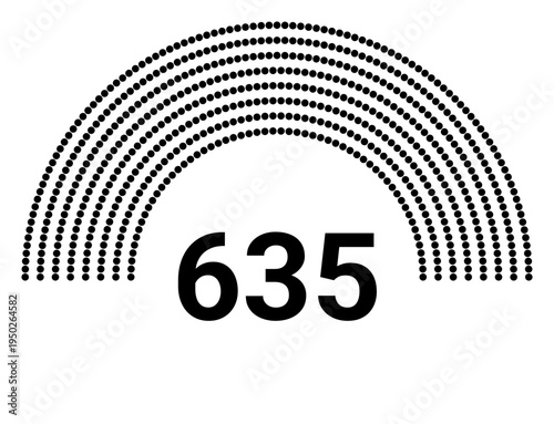 Hemicycle 635 seats - 8 rows