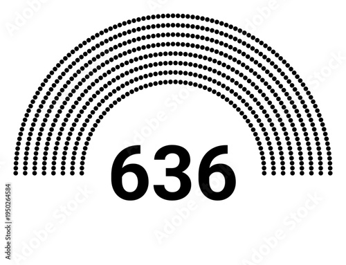 Hemicycle 636 seats - 8 rows