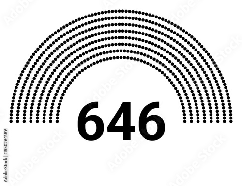 Hemicycle 646 seats - 8 rows