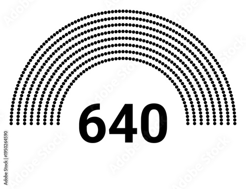 Hemicycle 640 seats - 8 rows