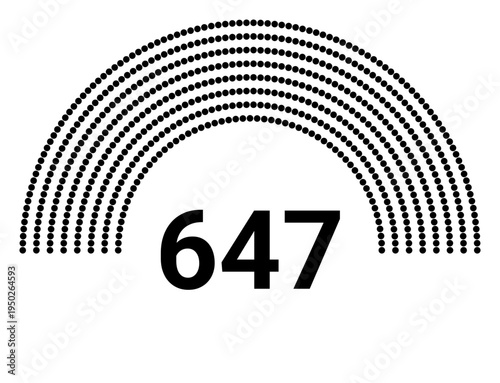 Hemicycle 647 seats - 8 rows