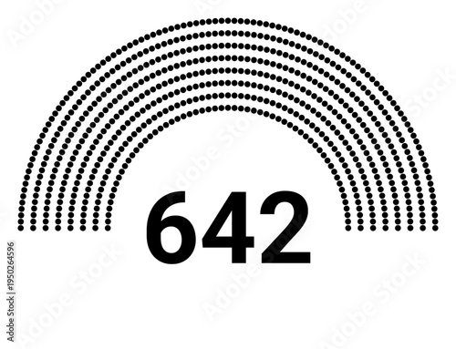 Hemicycle 642 seats - 8 rows