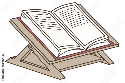 Open Holy Book on Wooden Rehal Stand 