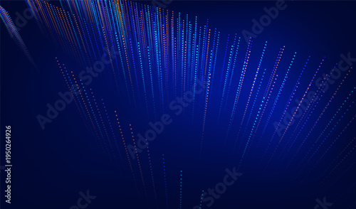 Abstract future ai background with blue big data and digital dots for tech and technology science presentation. Line cyber business network 3d backdrop. Connection graphic design.
