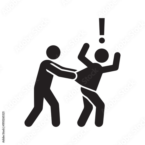 Stick Figure Icon of Inappropriate Behavior and Harassment