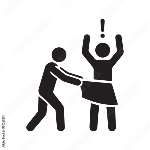 Stick Figure Icon of Inappropriate Behavior and Harassment