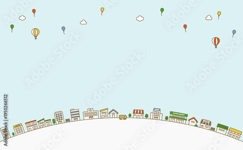 空にコピースペースのある建物イラスト背景 ベクター