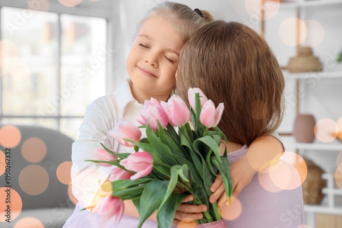 Cute little girl greeting h...