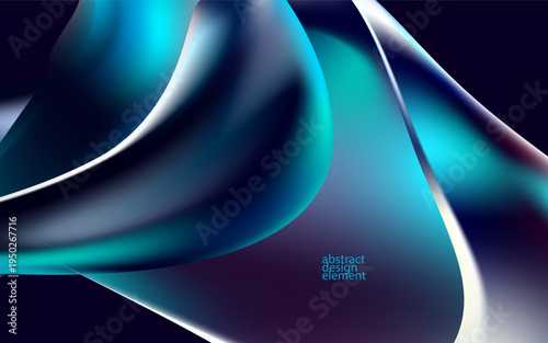 Abstract vector background of glass iridescent shape. Liquid glass wallpaper.