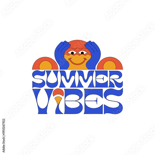          Summer vibes logo  vector illustration.
