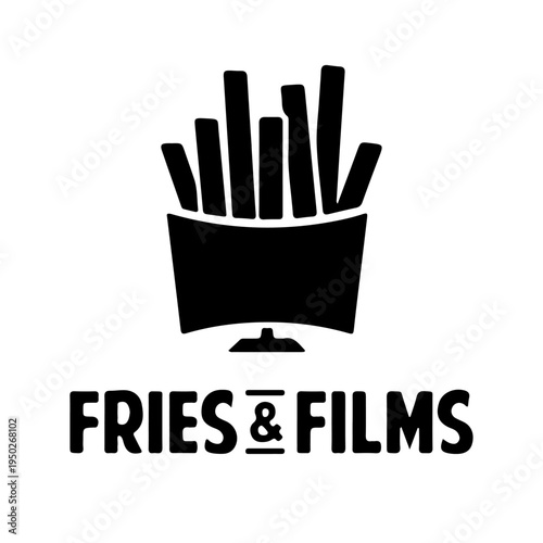 Fries films logo with french fries and cinema elements