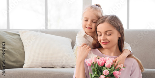 Cute little girl hugging he...