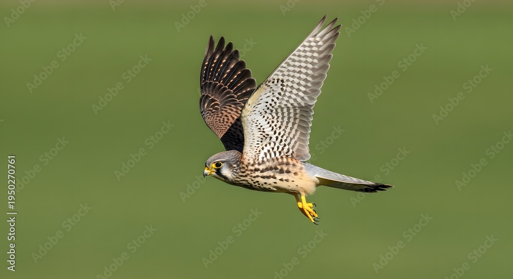 Fototapeta premium A bird of prey soars through the air with outstretched wings