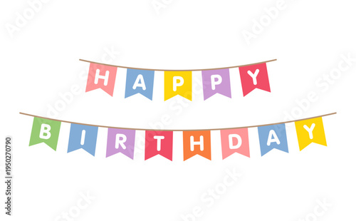 HAPPY BIRTHDAY 2段ガーランド｜誕生日パーティーフラッグ装飾 ベクター
