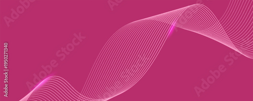 Abstract background with waves for banner. Medium banner size. Vector background with lines. Element for design isolated on pink. Pink. Valentine's DayPrint