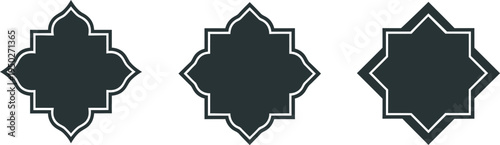 Islamic Ornament Geometric Frame Vector Set Isolated on White Background for Ramadan Kareem Decoration Greeting