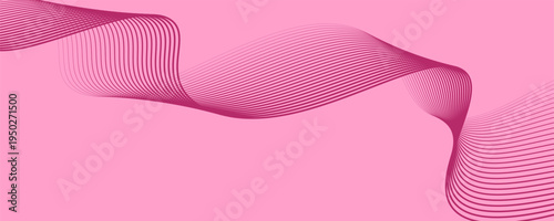 Abstract background with waves for banner. Medium banner size. Vector background with lines. Element for design isolated on pink. Pink. Valentine's DayPrint