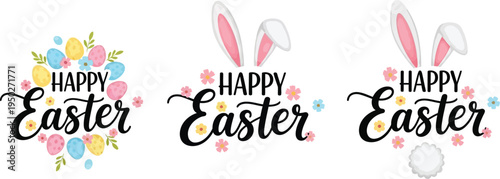 Easter eggs vector graphics happy easter bunny decorations