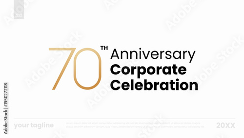 70th anniversary corporate celebration gold minimal logo banner template