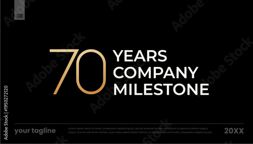 70 years company milestone gold minimal anniversary logo banner template