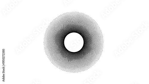 Abstract radial pattern of dots forming a circular shape with a hole in the center