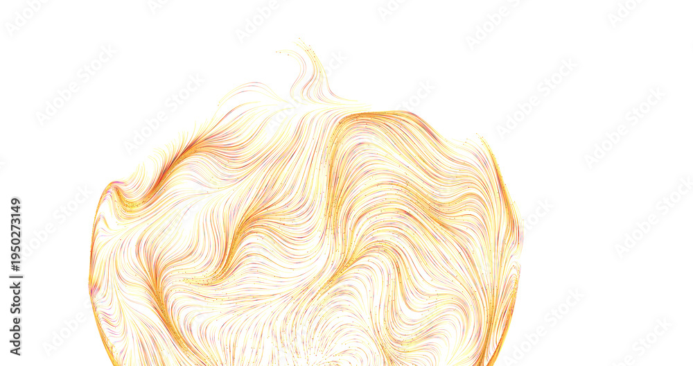 Obraz premium Unique artistic abstract design featuring golden flowing lines against a clean white backdrop. Perfect for modern, creat