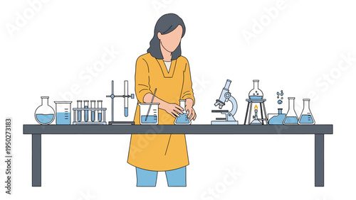 Experimenting in Lab: A diligent scientist meticulously conducts experiments in a well-equipped laboratory, her focused demeanor revealing the dedication essential to scientific discovery. 
