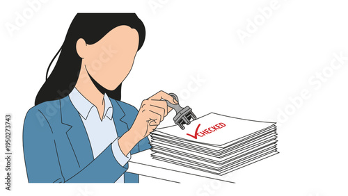 Success Approval: A professional person stamps documents, signifying approval and success. A simple yet powerful image of accomplishment and validation.