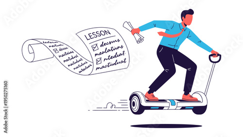 Fotografie Mastering the Lesson: A determined individual navigates a personal journey of self-improvement, balancing challenges with unwavering resolve