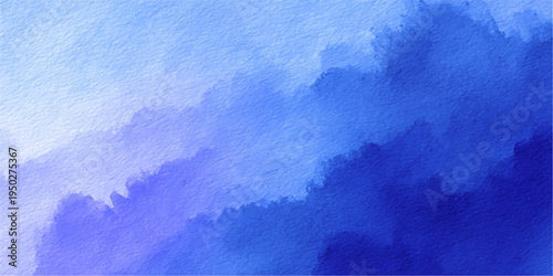 Abstract blue watercolor background featuring vintage paper texture with light cloudy paint patterns inspired by the sky and retro art illustration design