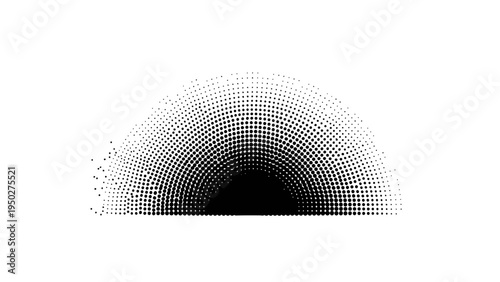 Halftone semicircle pattern, gradient dots, abstract geometric background