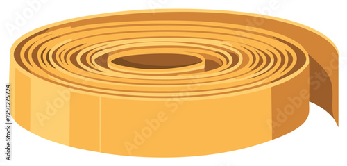 Rolled Yellow Tape or Ribbon Coil Isolated