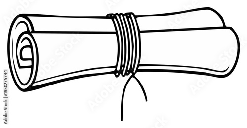 Rolled Manuscript Scroll Tied with String: Documents, Old Letters, Messages