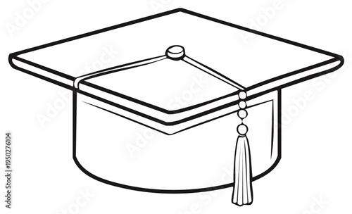 Black and White Graduation Cap Icon Tassel Academic Square Mortarboard Symbol