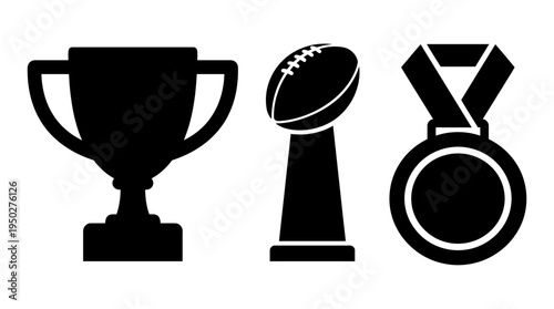 Trophy, Football and Medal Silhouettes