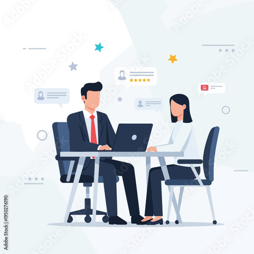 Job Interview: Candidate and Recruiter Discussing Resume and Skills at Desk with Laptop