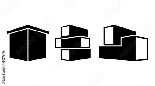 Architectural Building Icons in Black and White