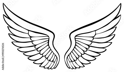 Stylized Angel Wings Silhouette With Feather Details