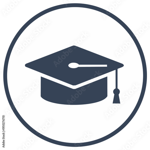 Graduation cap icon within a circle symbolizing academic achievement higher education and success
