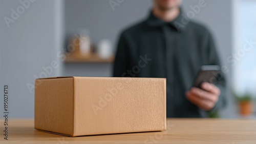 Eine Person verschließt ein Paket am Küchentisch mit einem QR-Code-Rücksendeetikett – ein typisches Merkmal des modernen E-Commerce-Alltags.