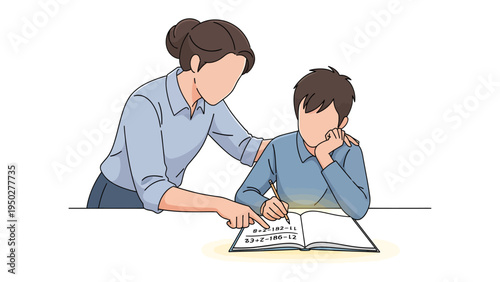 Mentorship in Learning: A compassionate mentor guides a young learner, offering support and knowledge to illuminate the path of education and achievement.