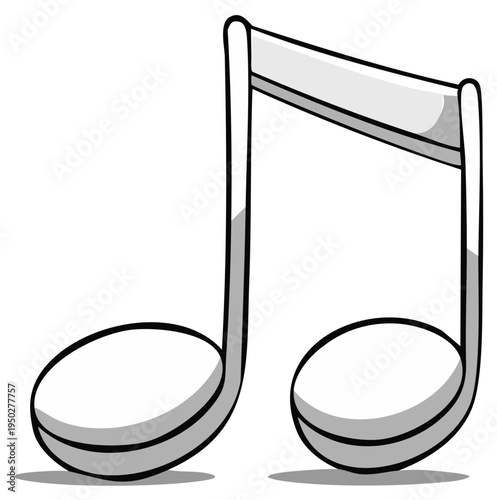 Pair of eighth notes musical illustration for rhythmic design compositions