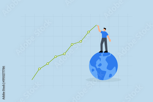 World economic, Businessman professional standing on ground creating financial graph and chart