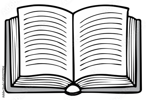 Open Book with Lined Pages Ready for Reading and Learning New Subjects Illustration