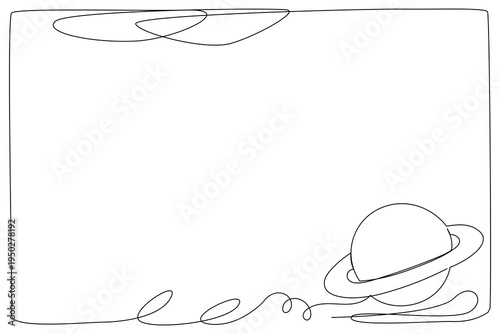 Line Art Abstract Planet Character. Funny Cute Child Room Artwork Symbol. Childish Outline Decorative Element. Birthday Greeting Card Simple Design. Astronomy School Lesson Icon	
