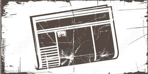 Vintage newspaper with distressed texture and grunge border