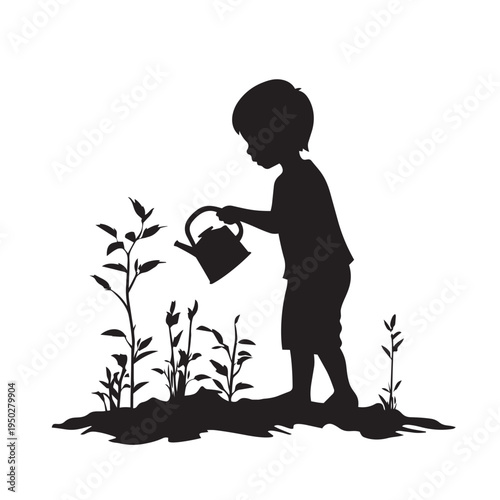 boy with a watering can