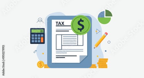 Tax Day Financial Documents and Calculator on a Busy Office Desk