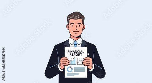 Man holding financial report on tax day in office